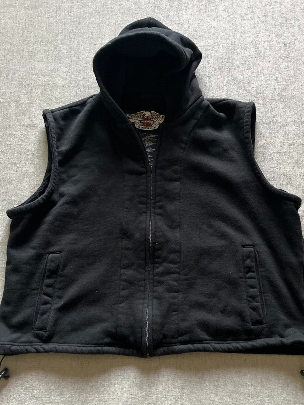 Harley-Davidson Zip Fleece Vest Men 2XL Black Motorcycle Biker Sleeveless Jacket